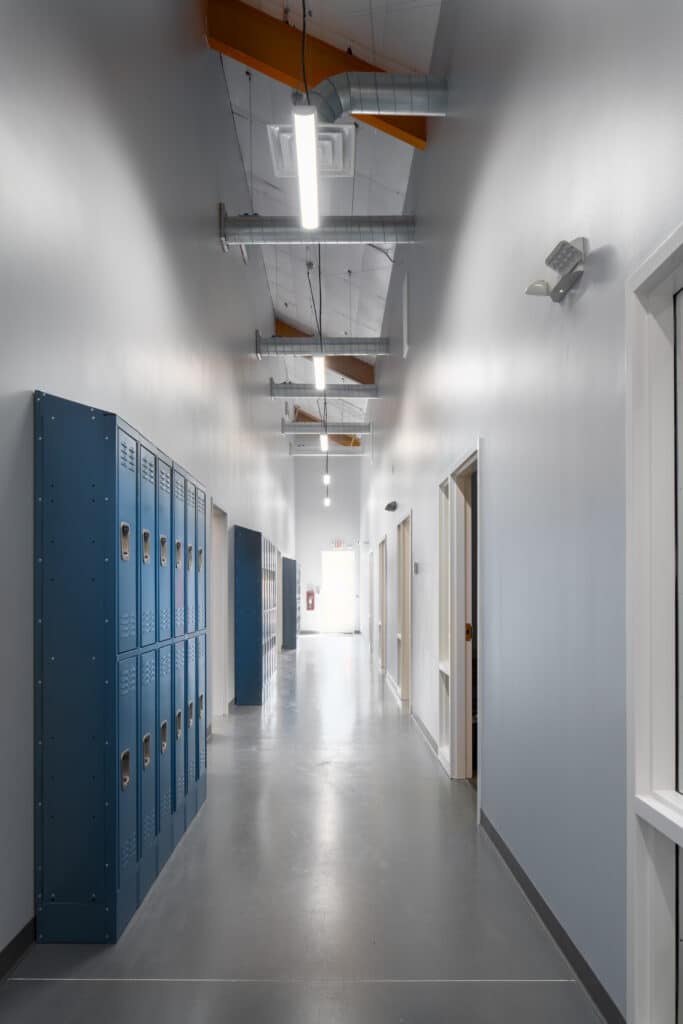 school lockers in hallway at new Spiritos School location